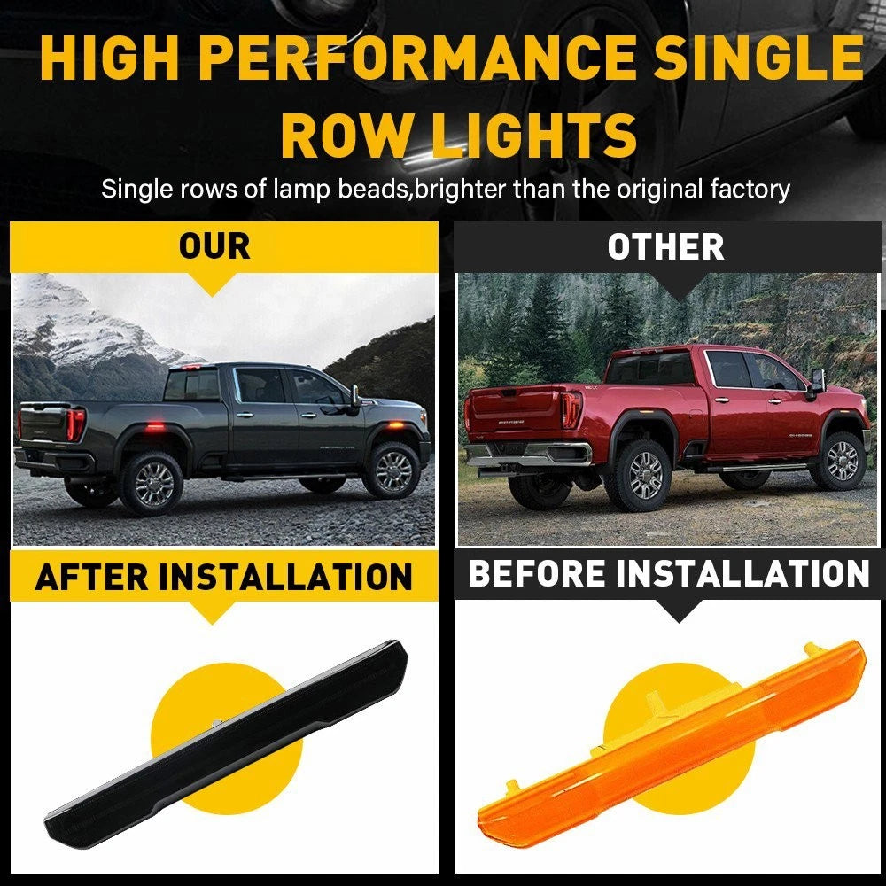 FOR 2020-24 GMC SIERRA 3500HD 2500 SMOKE LED SIDE SIGNAL MARKER LIGHT FRONT REAR 6B93BC-57