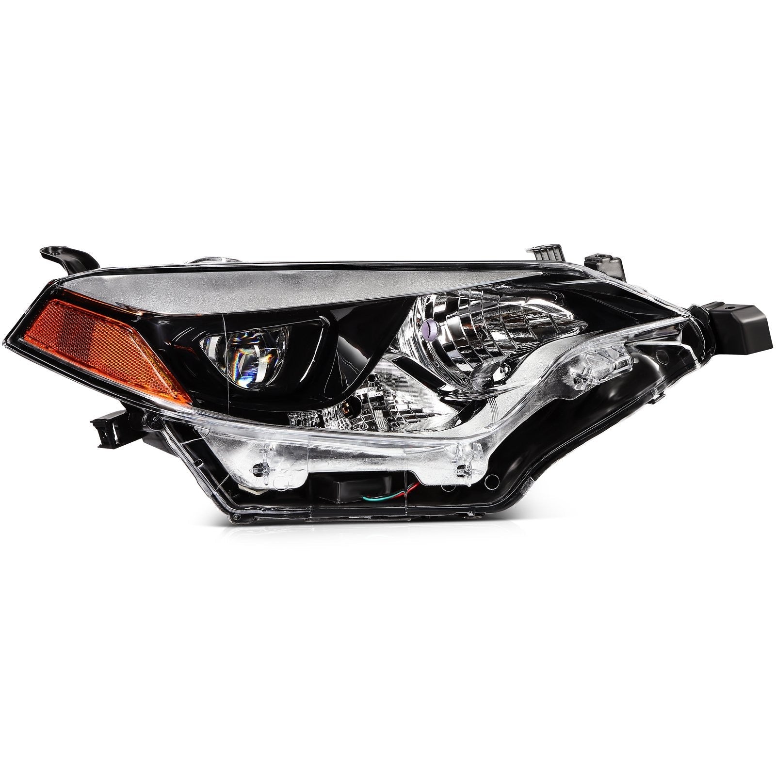 ECCPP Headlights Assembly For Toyota For Corolla 1.8L 2014-2016 Pair Black Amber ECCPP
