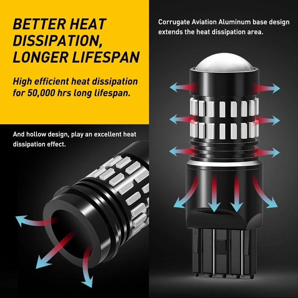 2-10x AUXITO 7443 Red LED Strobe Flashing Blinking Brake Tail Light Parking Bulb AUXITO