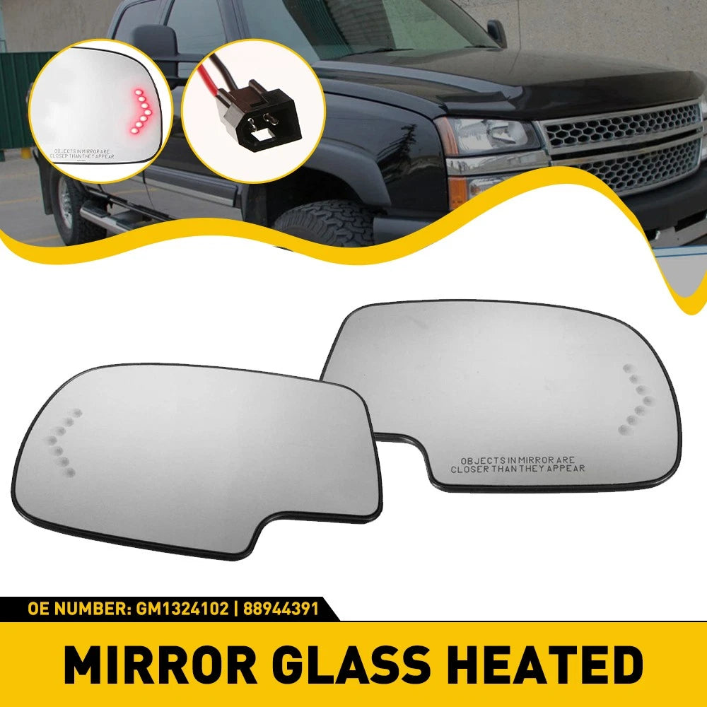 2X MIRROR GLASS HEATED TURN SIGNAL FOR 2003-06 CHEVY SILVERADO TAHOE GMC SIERRA 6B93BC-57
