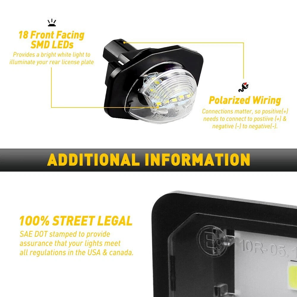 For 2009-2013 Toyota Corolla 6000K 18-SMD LED White Plate License Lights Lamps A 6B93BC-57