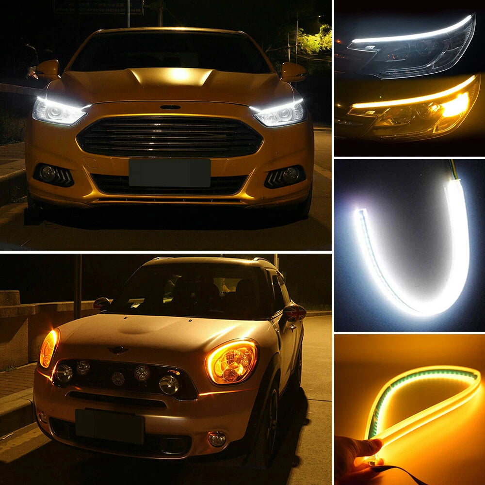 24" LED DRL Light Sequential Amber Flexible Turn Signal for Strip Headlight 2PCS 6B93BC-57