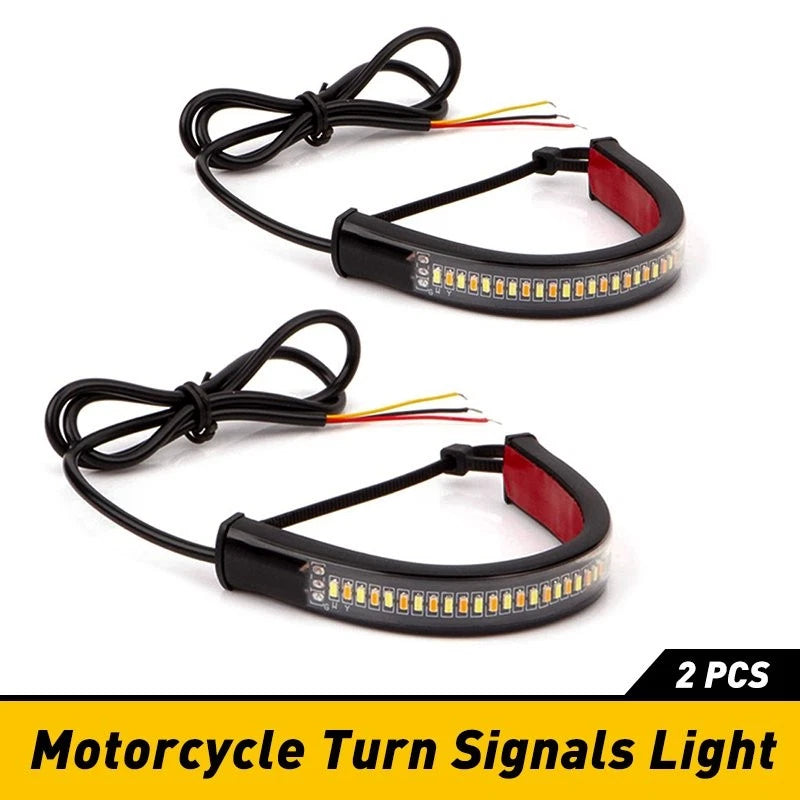 2pcs Switchback W/A LED Signal Turn Daytime Motorcycle DRL Strips Light D 6B93BC-57