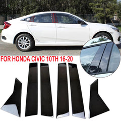 For Honda Civic 10th 16-20 Glossy Black Door Window Pillar Posts Cover Trim EOA 6B93BC-57