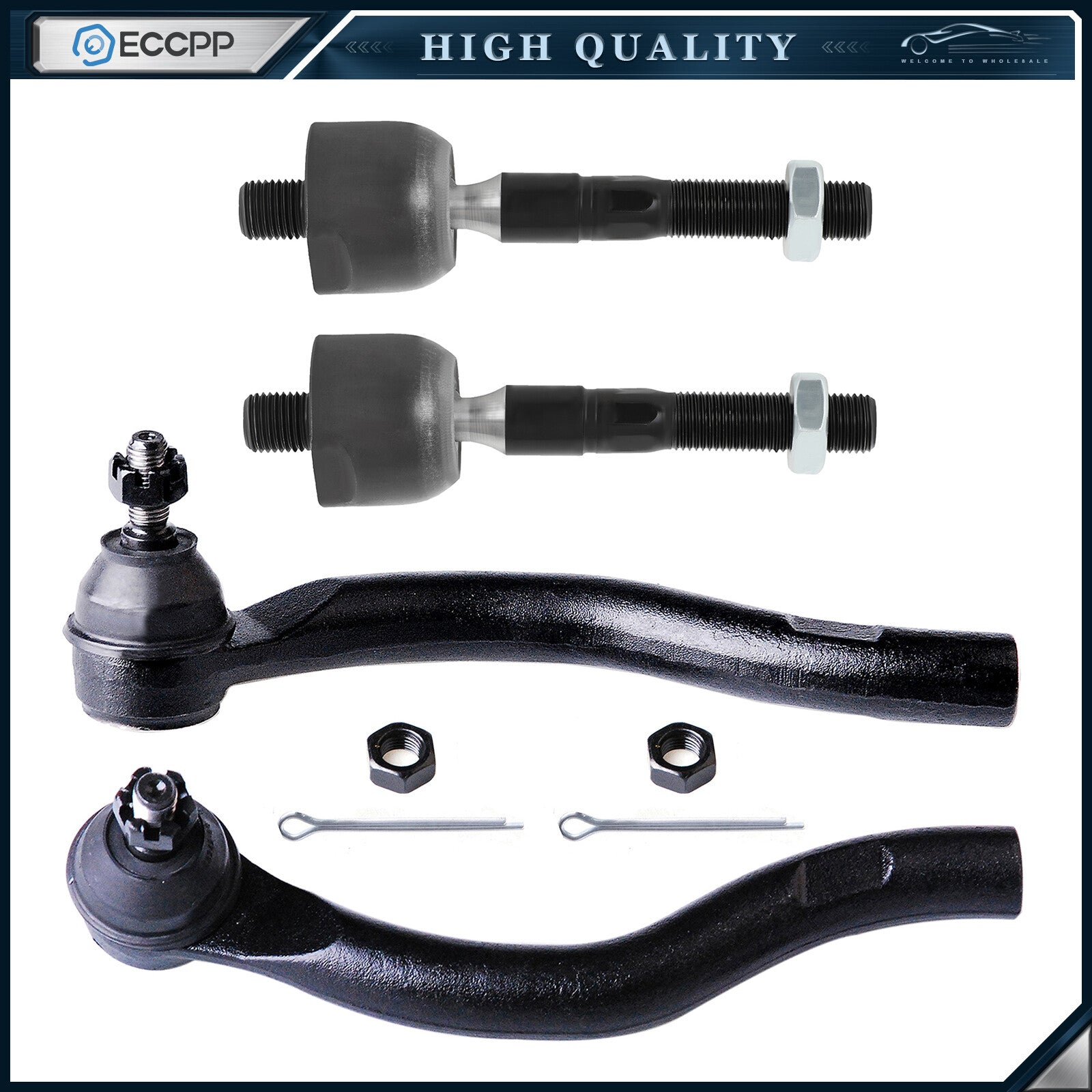 4pcs Front Inner and Outer Tie Rod Ends For 2003 2004 2005 2006 HONDA ACCORD 6B93BC-57