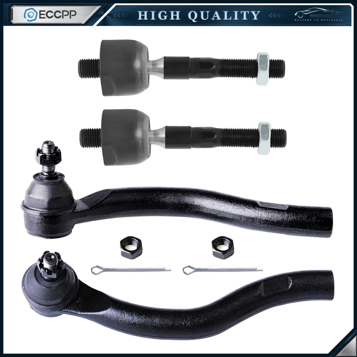 4pcs Front Inner and Outer Tie Rod Ends For 2003 2004 2005 2006 HONDA ACCORD 6B93BC-57