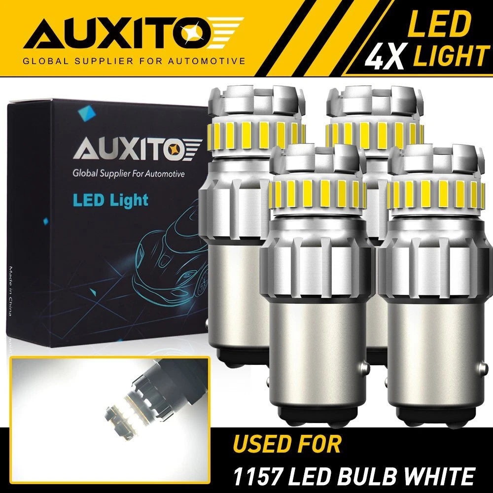 4X AUXITO 1157 LED Turn Signal Brake Reverse Parking Light Bulb White CANBUS EOA AUXITO