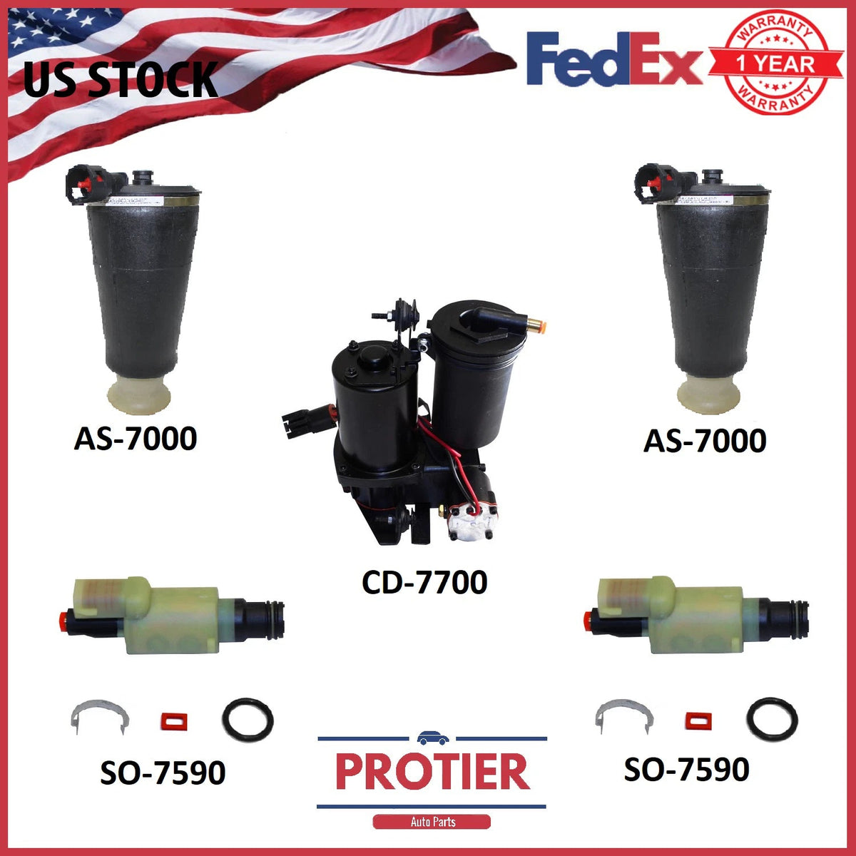 Lincoln Towncar 90-97& 03-11| Rear Air Suspension Kit-Compressor & Solenoids 6B93BC-57
