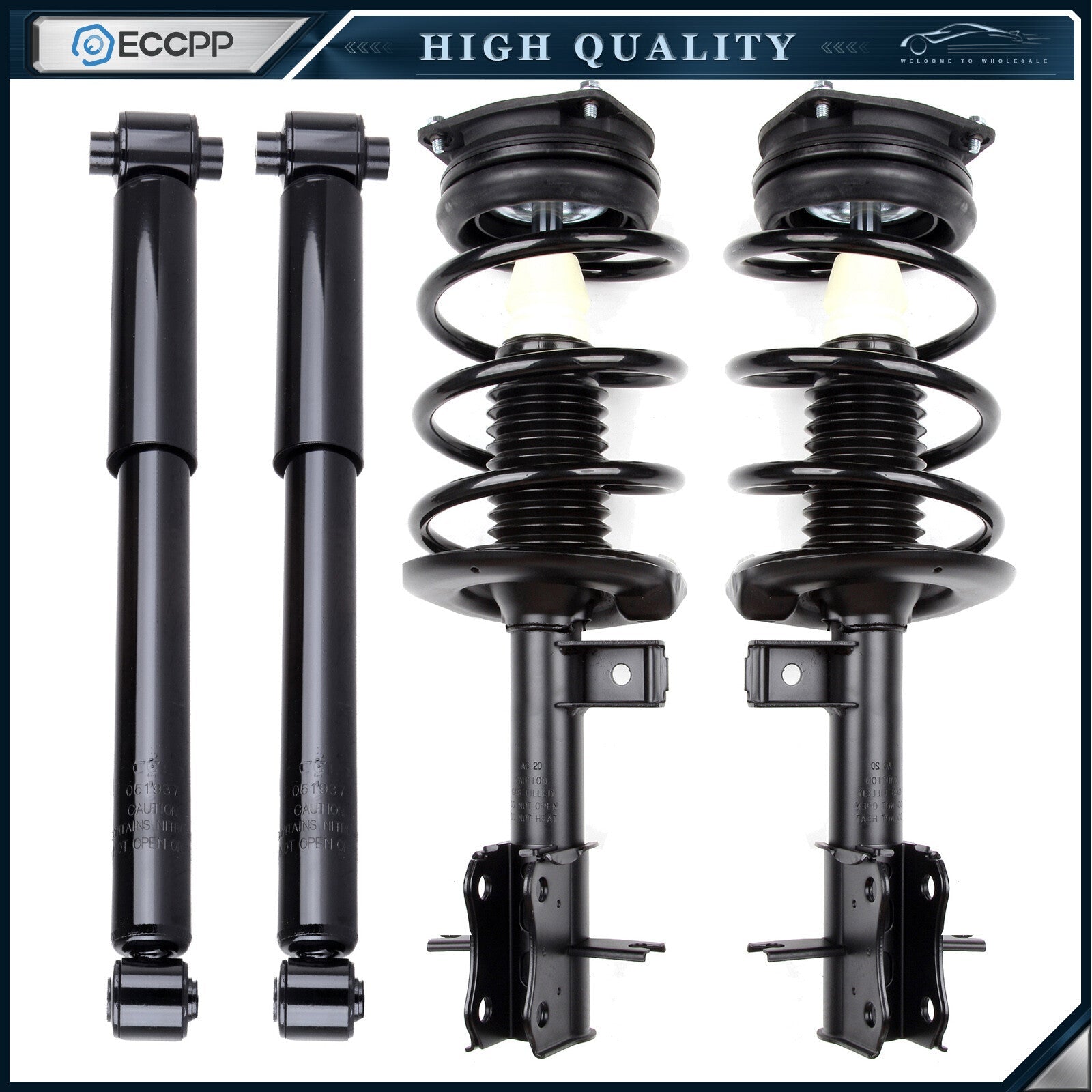 For 07-12 Nissan Sentra 2.0L (2) Front Complete Struts & (2) Rear Shock Absorber 6B93BC-57