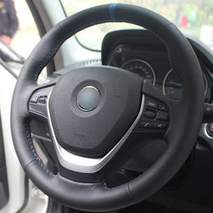 Top Leather Steering Wheel Hand-stitch on Wrap Cover For BMW F30 320i 328i 320d