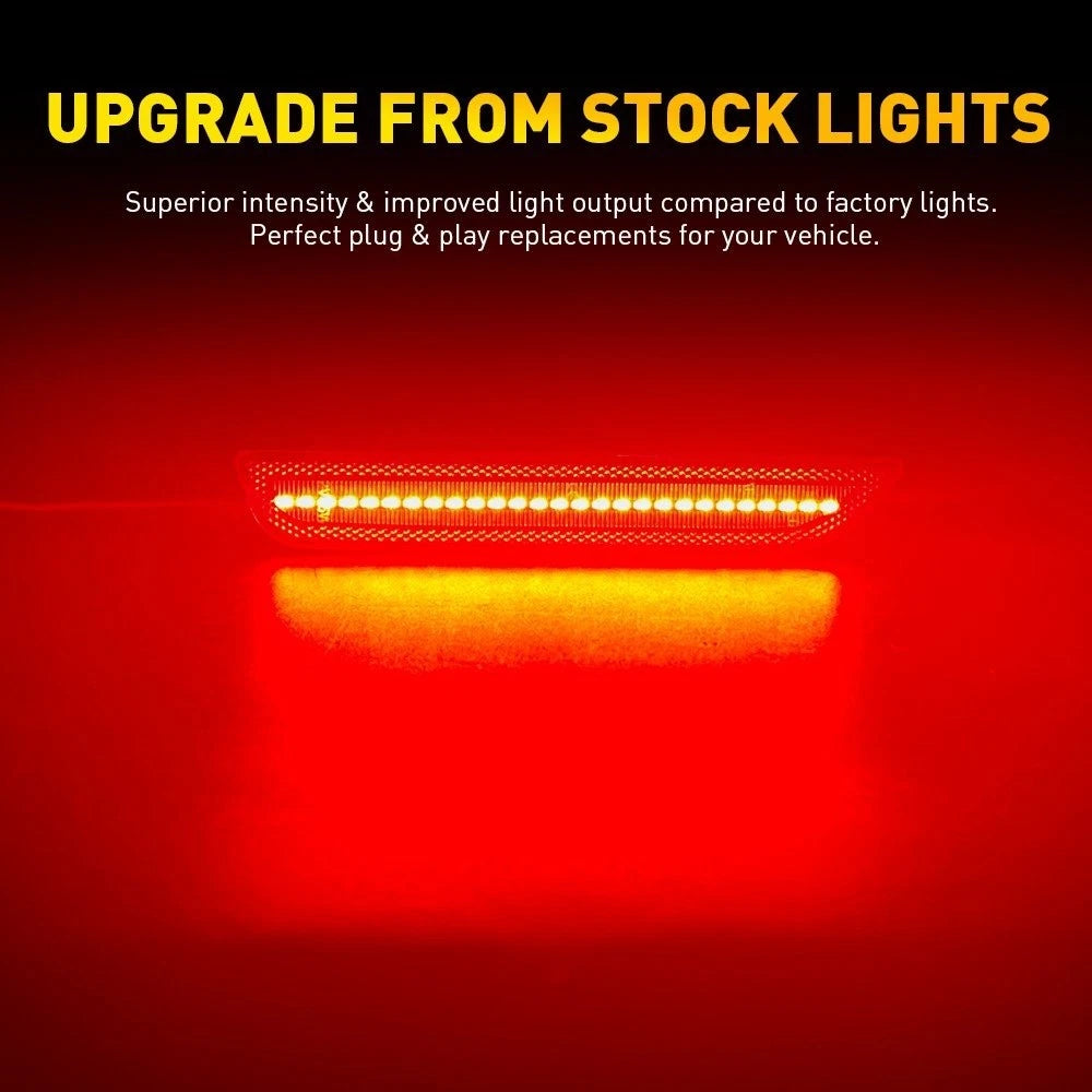 For 2010-2014 Ford Mustang Red Lens LED Rear Bumper Side Marker Light Lamp Pair 6B93BC-57