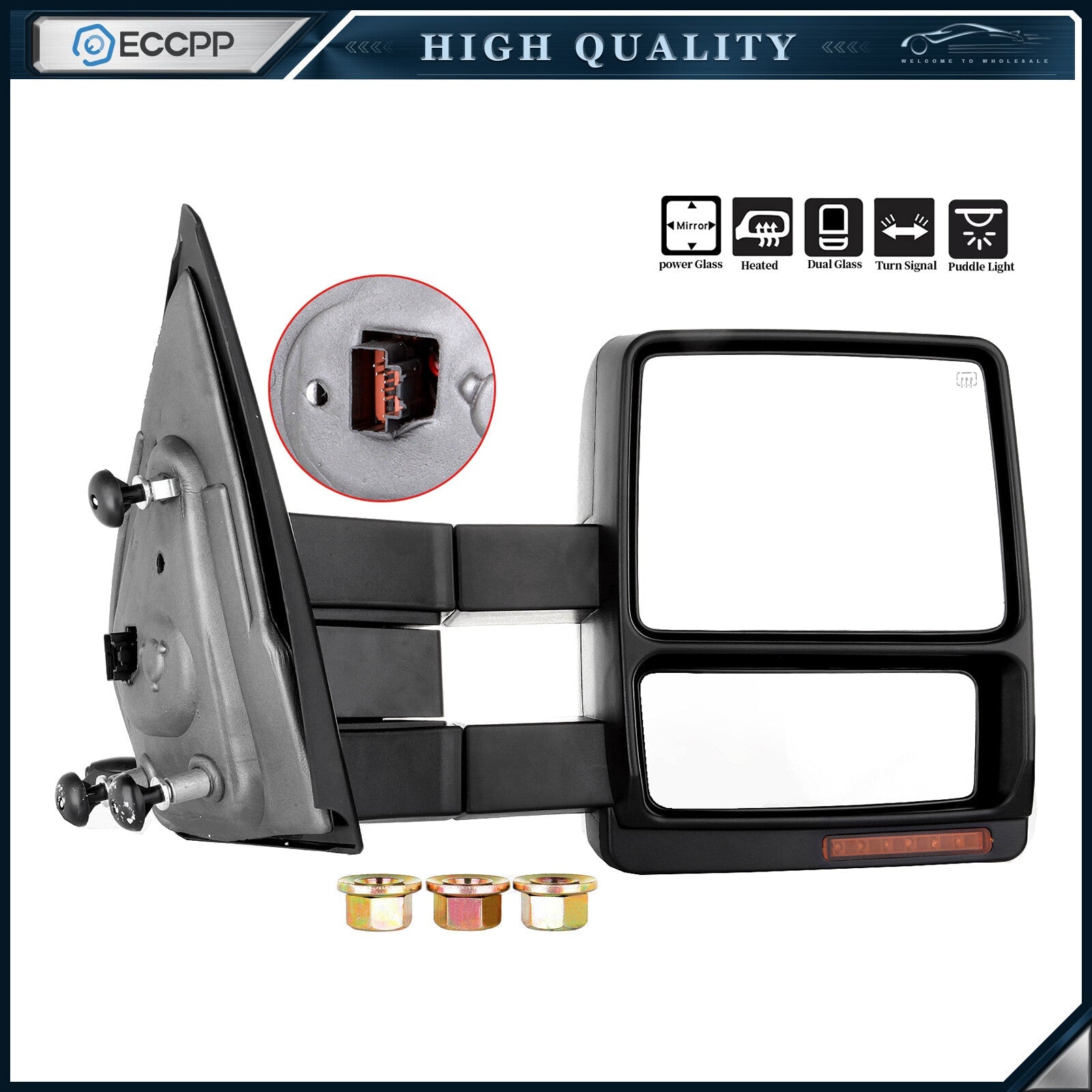 Passenger Side Tow Mirror For 07-14 F150 Power Heated Turn Signal Puddle Light 6B93BC-57