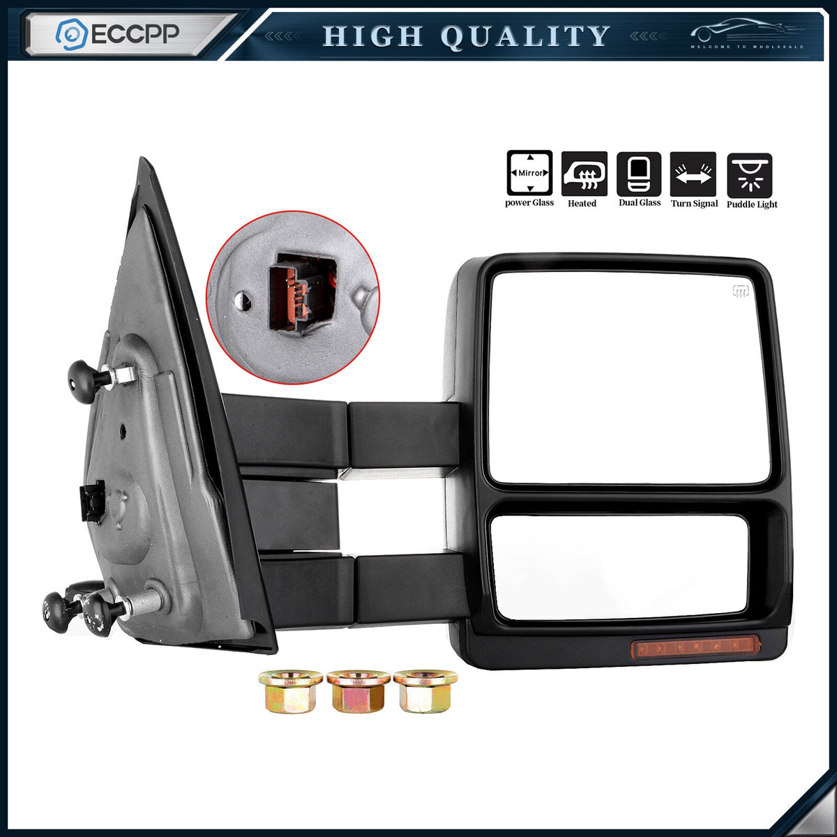 Passenger Side Tow Mirror For 07-14 F150 Power Heated Turn Signal Puddle Light 6B93BC-57