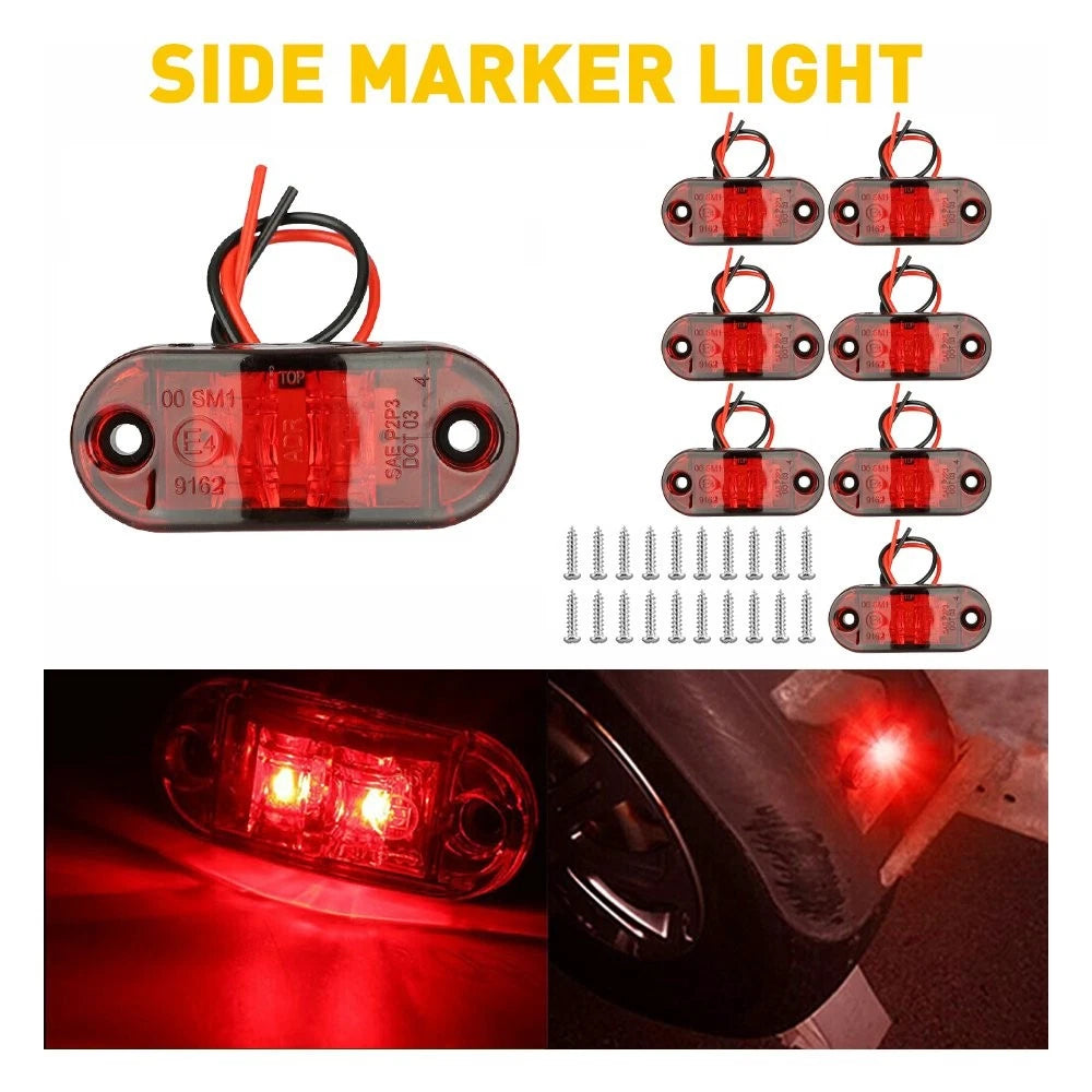 10X Red LED Oval Side Marker Lights Truck Trailer Clearance Light Waterproof EOA 6B93BC-57