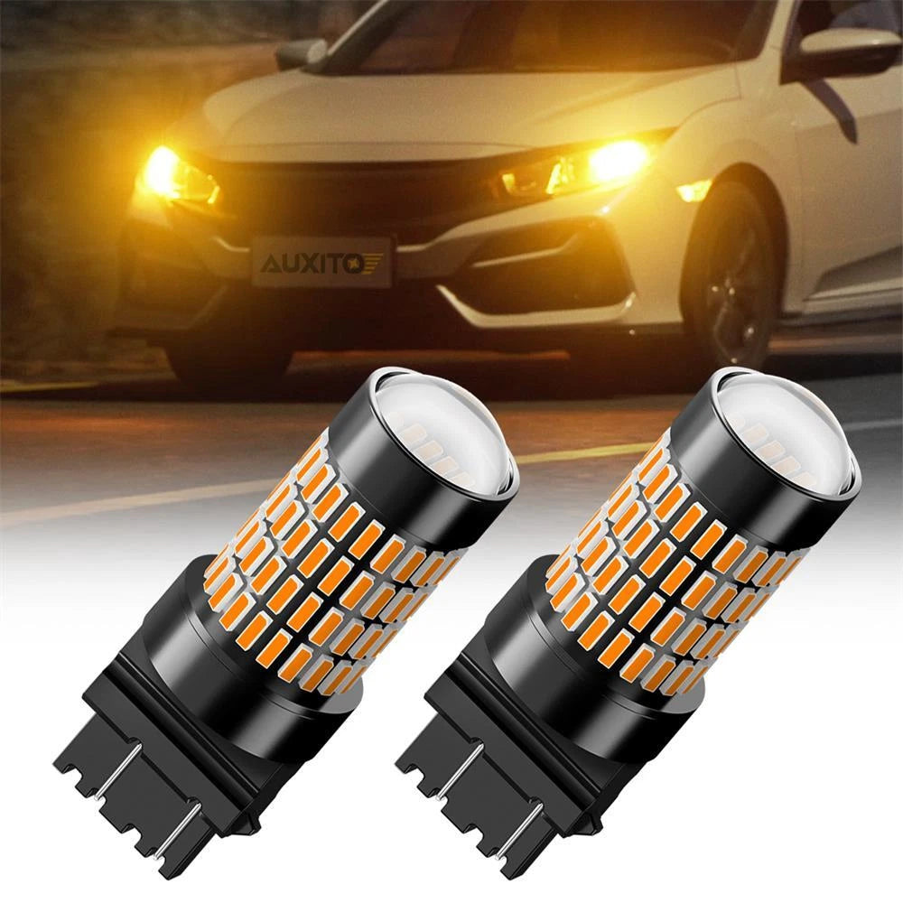 2X AUXITO 3157 3156 Amber yellow LED Turn Signal Light Bulb Error Free 102H EOA AUXITO