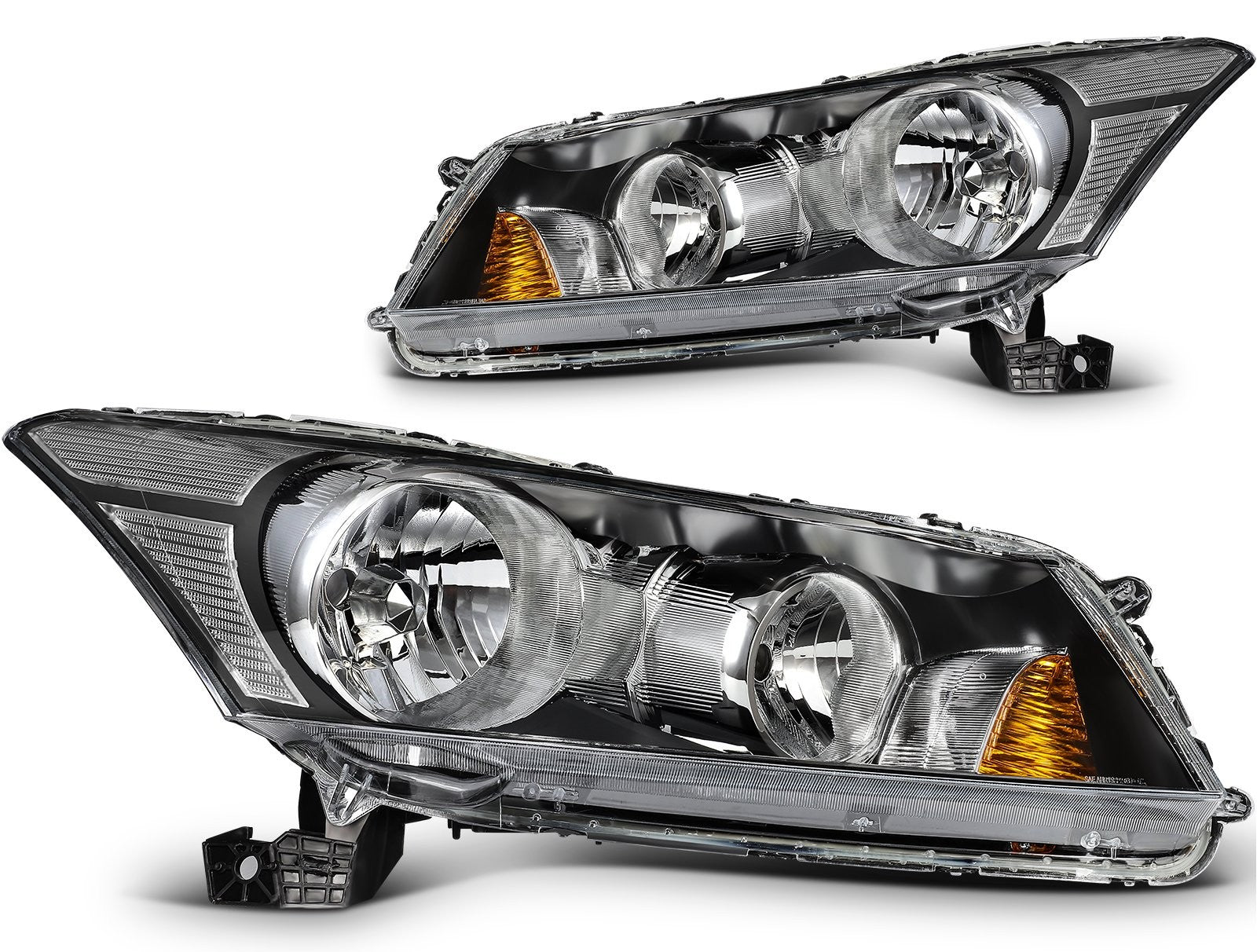 ECCPP Headlights Assembly For Honda Accord 2.4L 3.5L 2008-2012 Pair Black Amber 6B93BC-57
