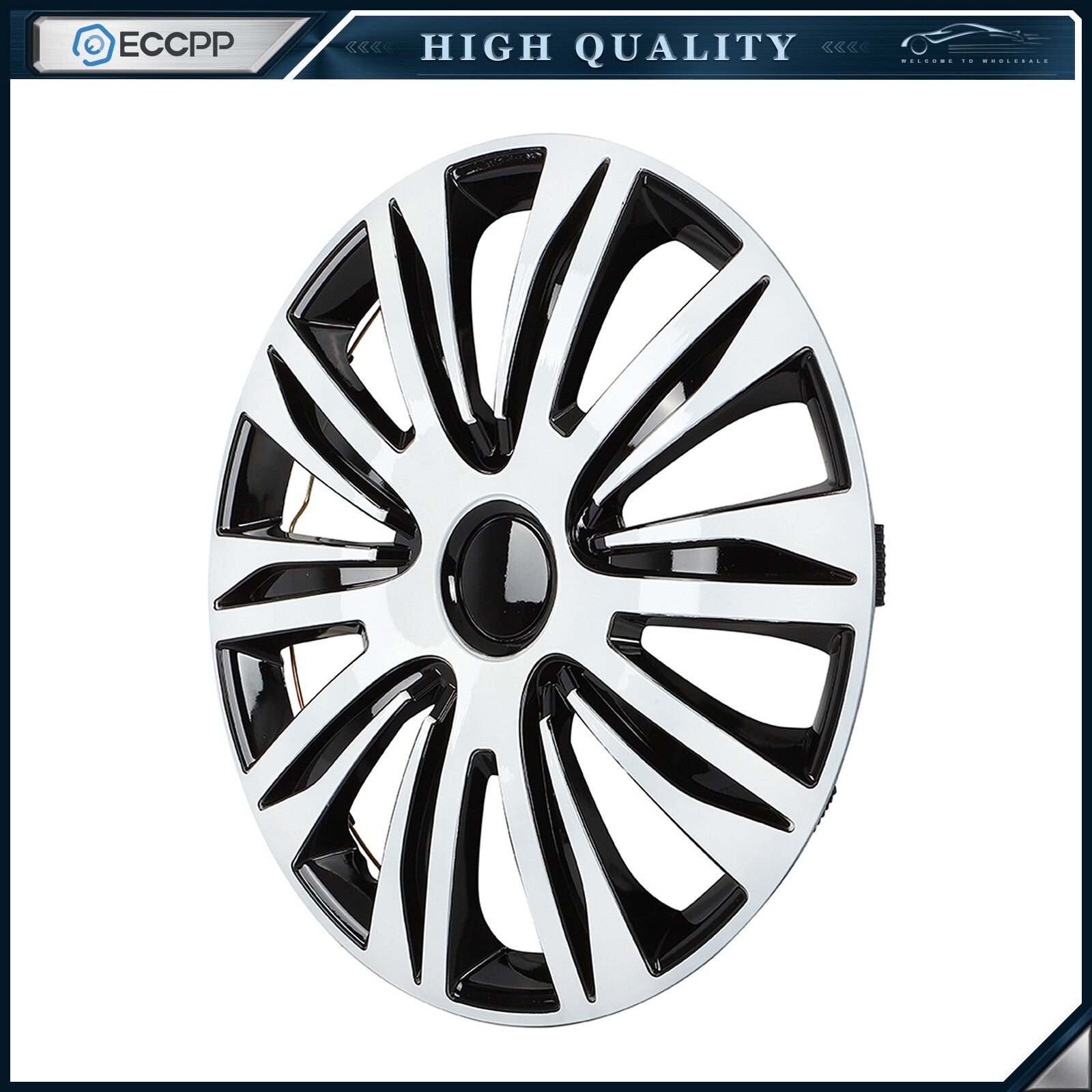 ECCPP 17" Wheel Hub Caps For R17 Tires Wheel Rim Covers Snap-On Silver & Black ECCPP