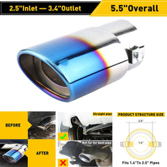 UK 2.5" Car Exhaust Tip Muffler Straight Tail Trim Pipe Cover Stainless Steel 6B93BC-57