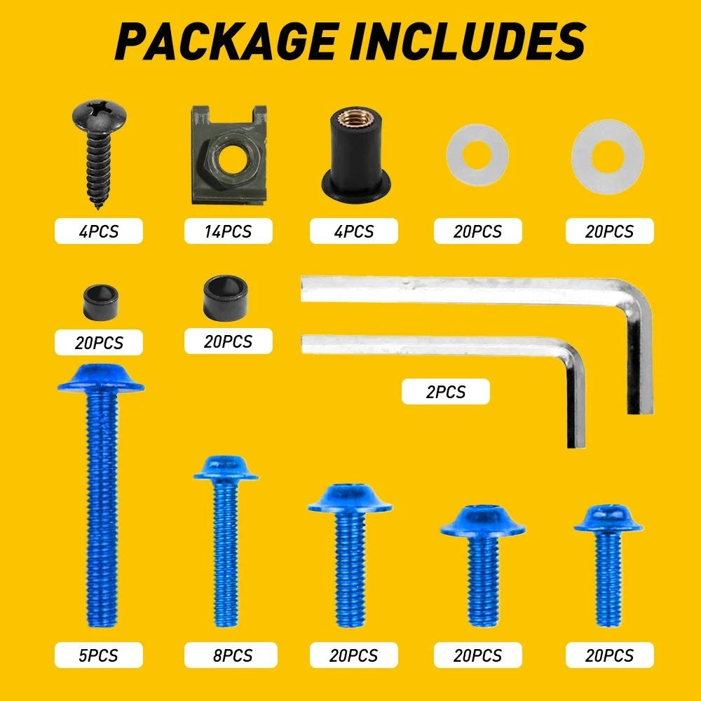 Blue For Kawasaki Ninja NINJA Bolt Kit Body Screw Set Motorcycle Accessories EOA 6B93BC-57