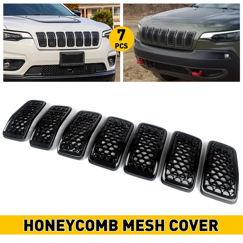 7pcs Front Grill Cover Mesh Grille Insert for 2019 2020 2021 2022 Jeep Cherokee 6B93BC-57