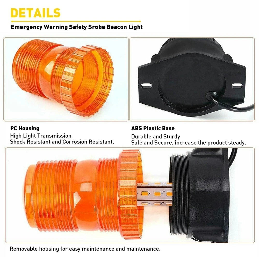 Amber Rotating 30LED Strobe Light Rooftop Flash Beacon Emergency Warning 12V-24V 6B93BC-57