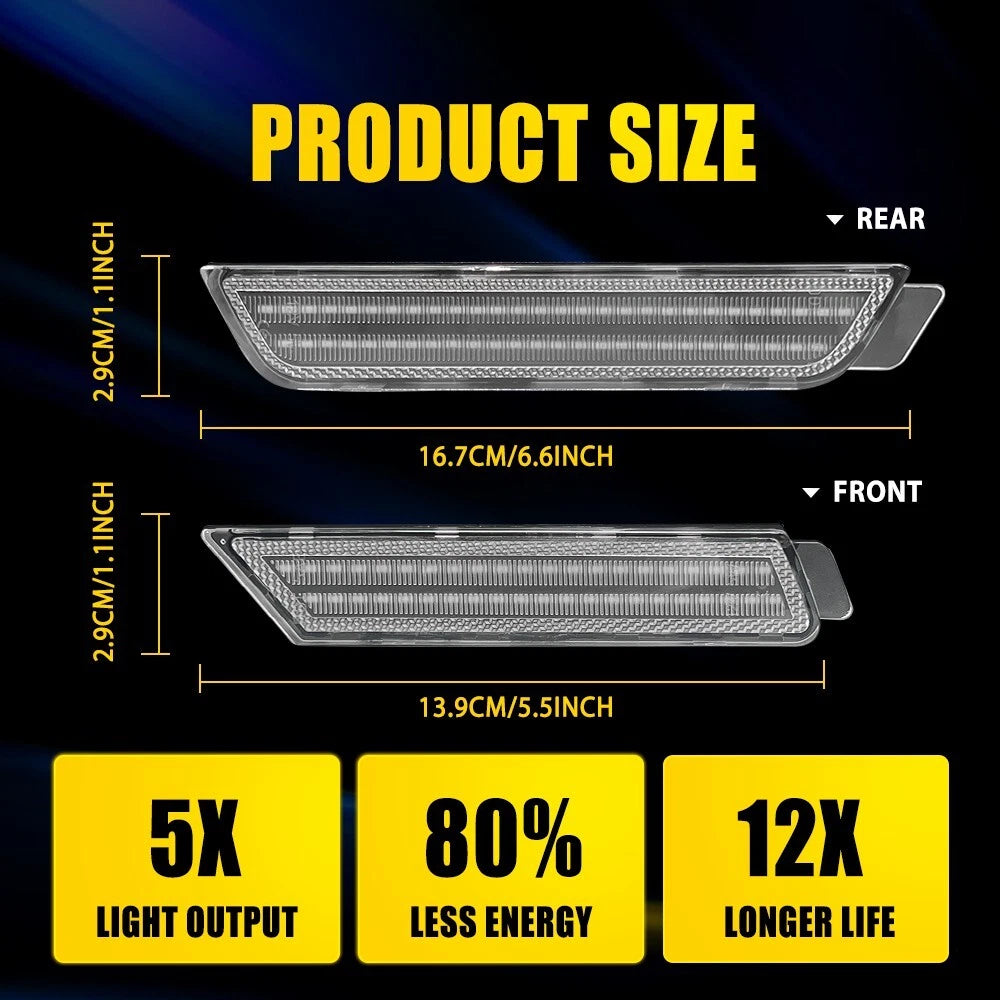[Front+Rear]Amber+Red Clear LED Fender Side Marker Lamp For 2010-2015 Camaro EOA 6B93BC-57