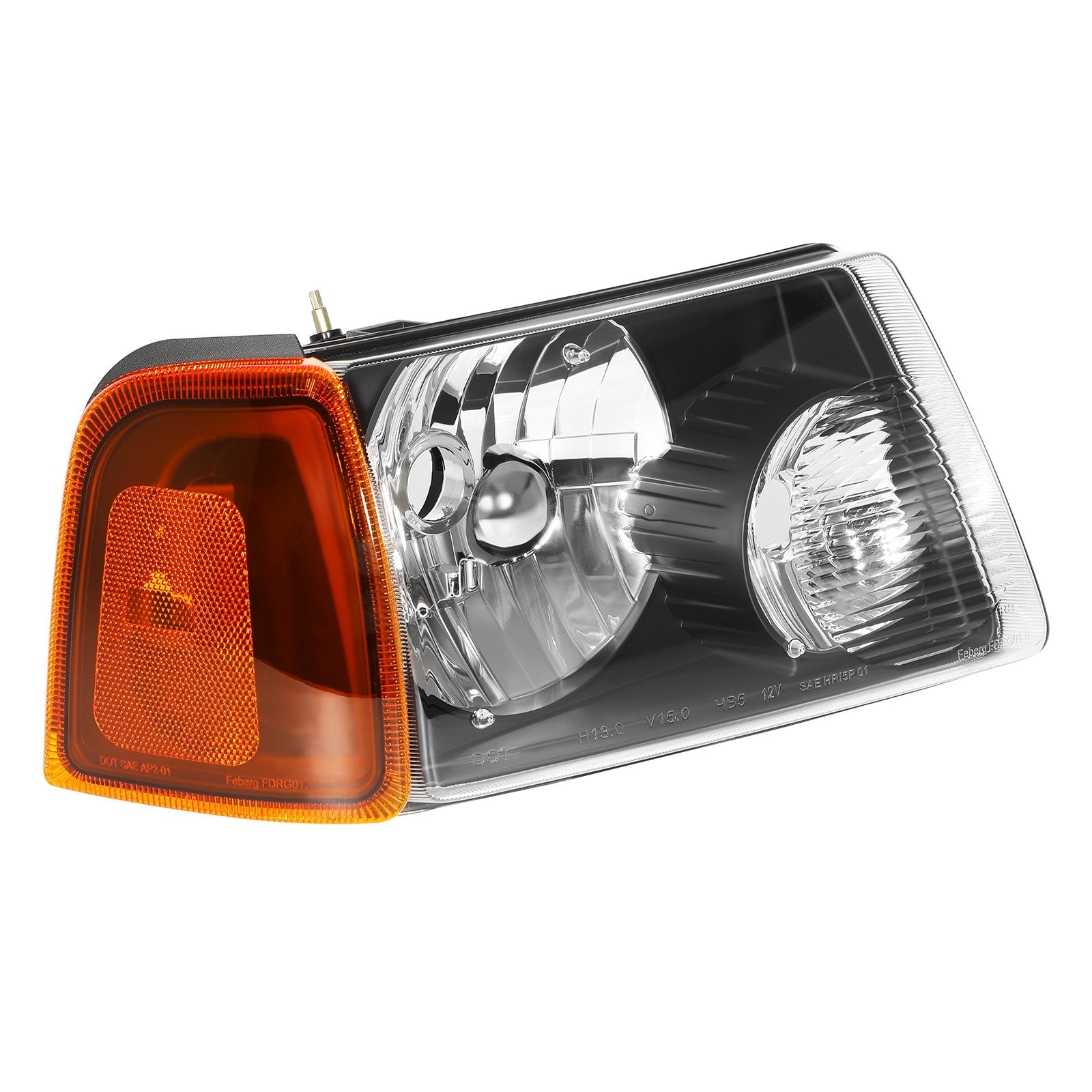 Pair Kit Halogon Headlights Assembly For 2001-2011 Ford Ranger Black Amber 6B93BC-57