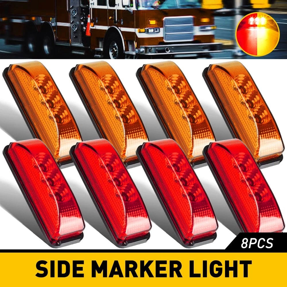 8x Amber Red 3LED Marker Side Clearance Driving Truck RV Trailer Indicator Light 6B93BC-57