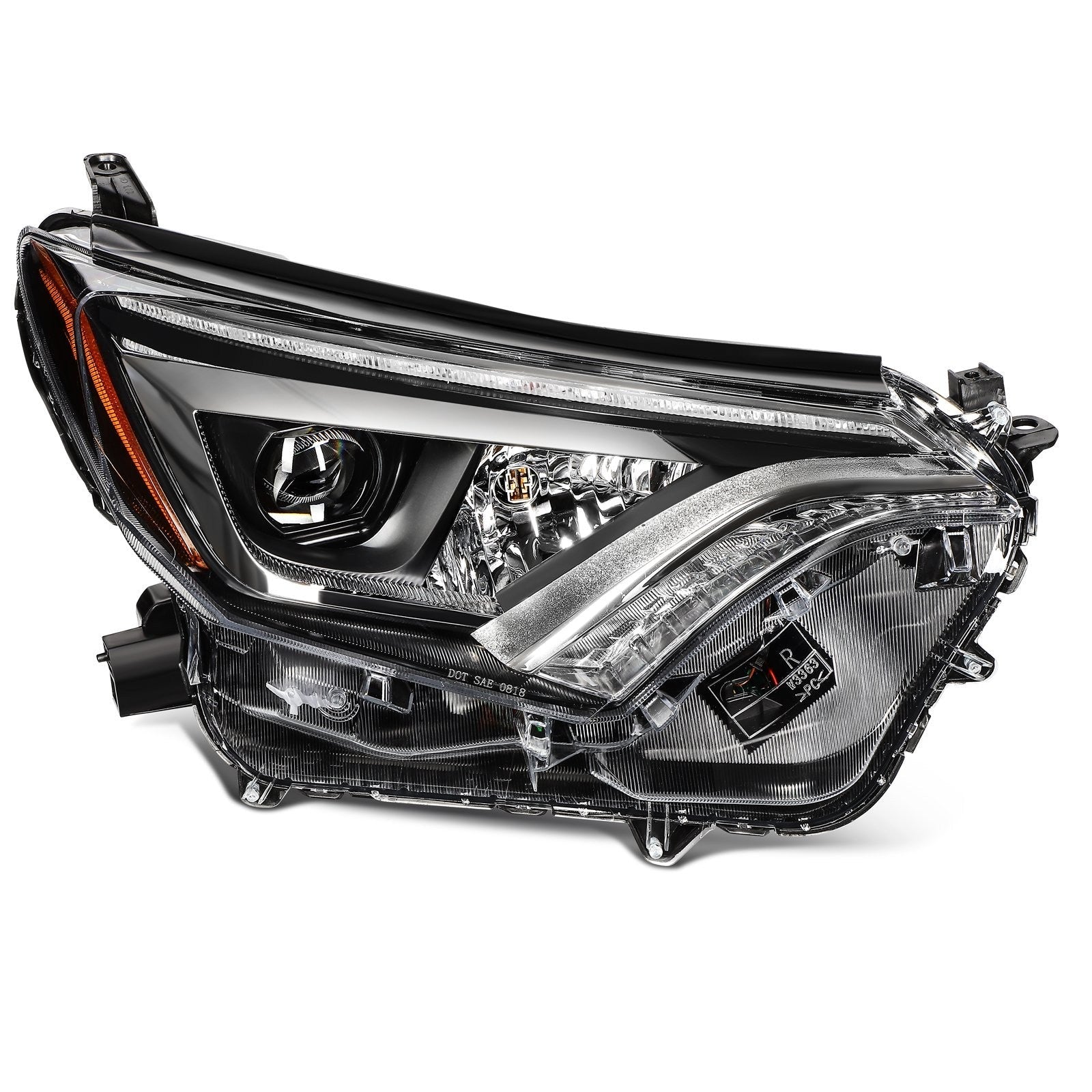 Pair Kit LED Headlights Assembly For 2016-2018 Toyota RAV4 2.5L Black Amber 6B93BC-57