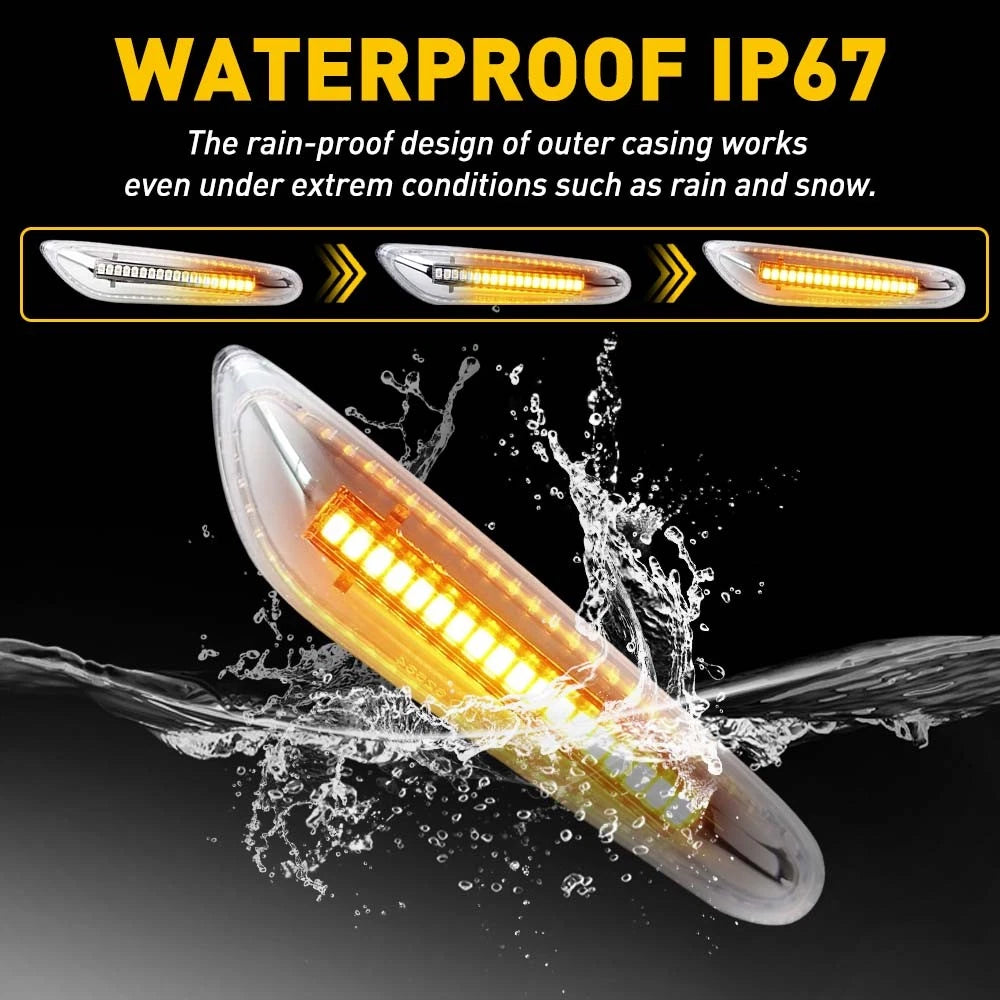 2X Sequential LED Side Turn Marker Signal Light For BMW E90 E83 E92 E82 E46 E60 6B93BC-57