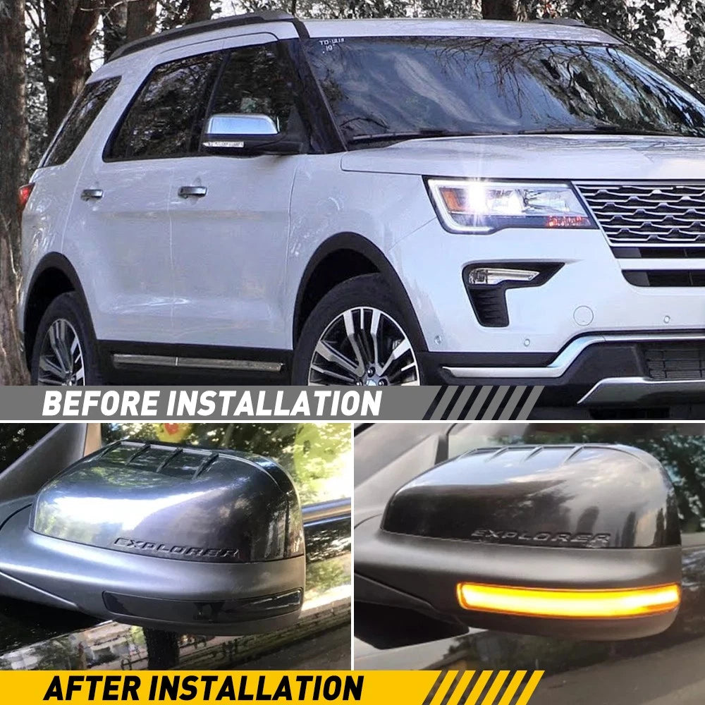 Sequential Side Mirror Lights For 2011-2019 Ford LED Explorer Smoked Turn Signal 6B93BC-57
