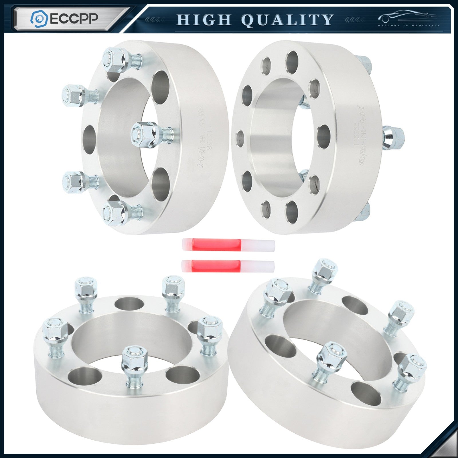 4 Pcs 2" 5x5.5 Wheel Spacers 1/2"x20 For 1994-2001 Dodge Ram 1500 Ford F-150 6B93BC-57