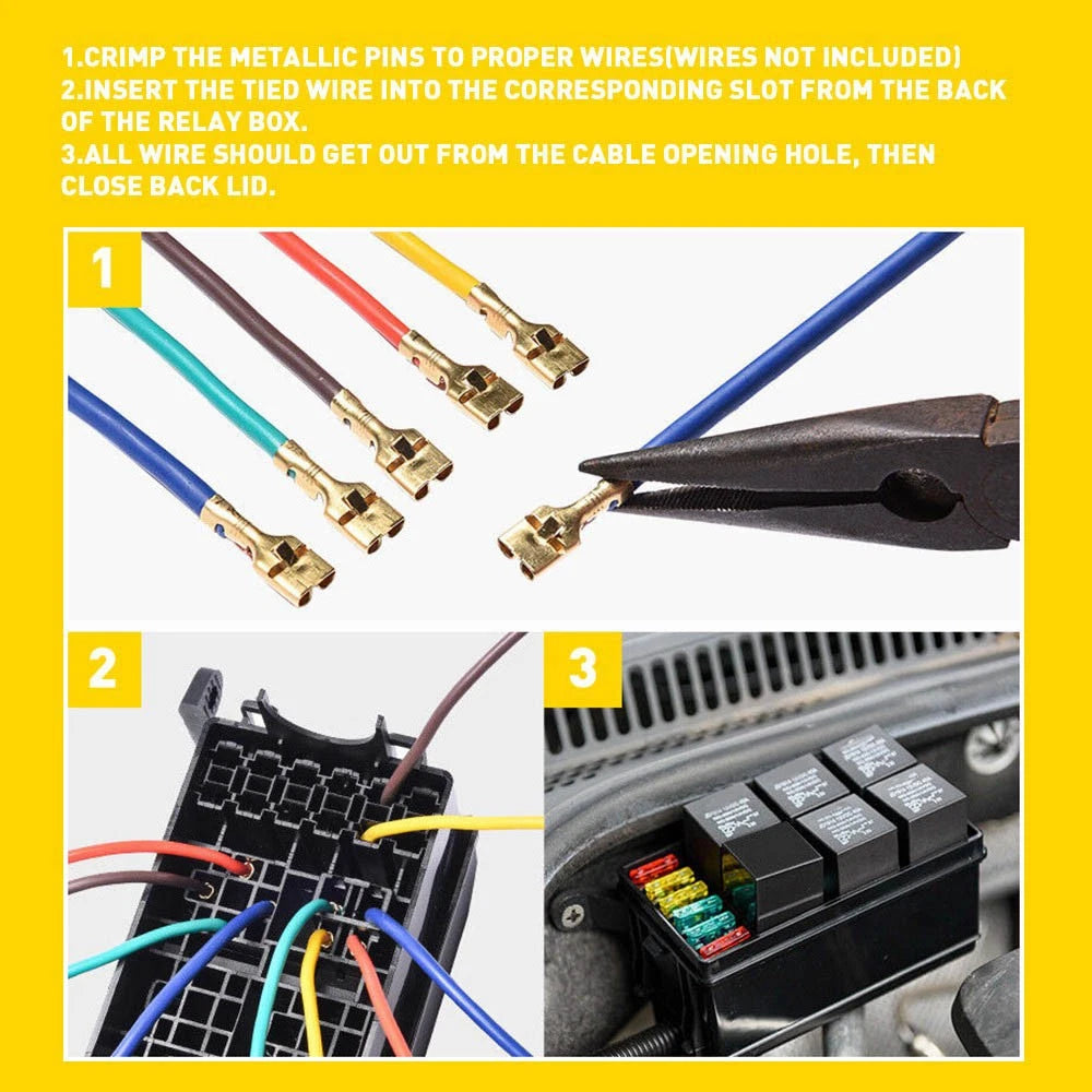 Universal Automotive Fuse Relay Holder 12-Slot Relay Box 6Relays 6 ATC/ATO Fuses 6B93BC-57