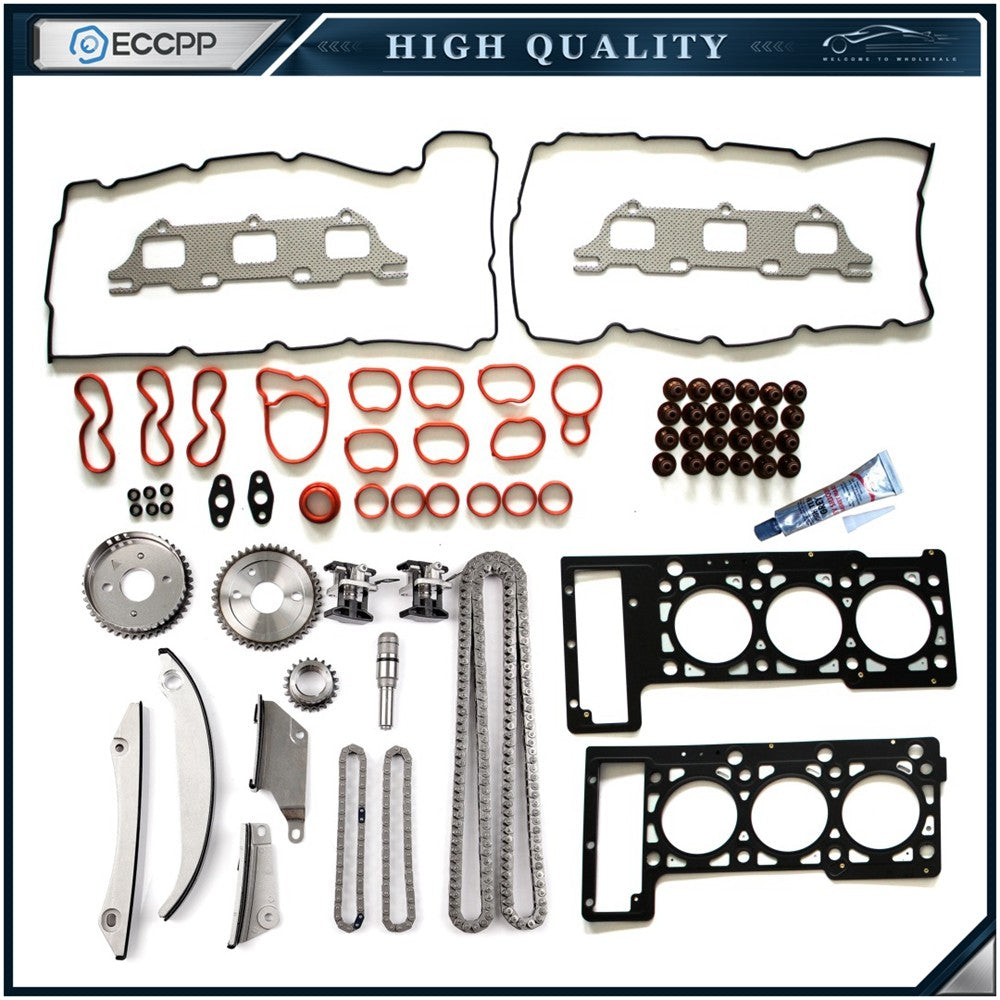 Head Gasket Set Timing Chain Kit For Chrysler Sebring 300 Dodge Stratus 2.7L 6B93BC-57