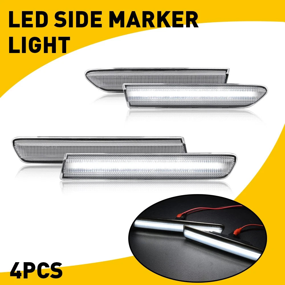 For 04-08 Acura TL Clear Lens 4PCS Front+Rear LED White Side Marker Lights Lamps 6B93BC-57