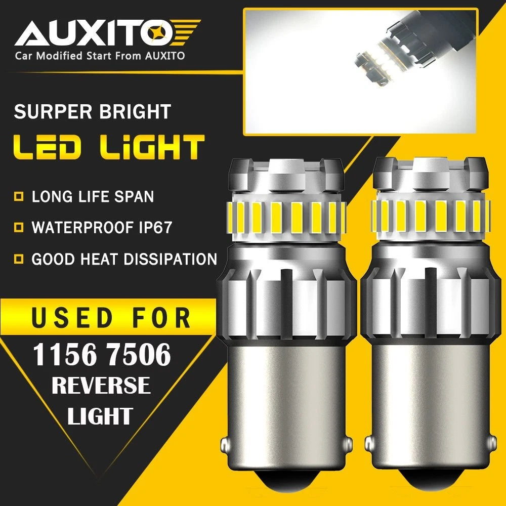 2x AUXITO 6500K 1156 LED Reverse Light BA15S Backup Bulb White Parking Lamp EOA AUXITO