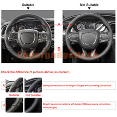 Glossy Carbon Fiber&Suede Steering Wheel Stitch on Wrap Cover For Dodge Charger