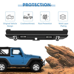 ECCPP Steel Rear Bumper Guard LED Light Bar Fog Lamps For 1984-01 JEEP Cherokee