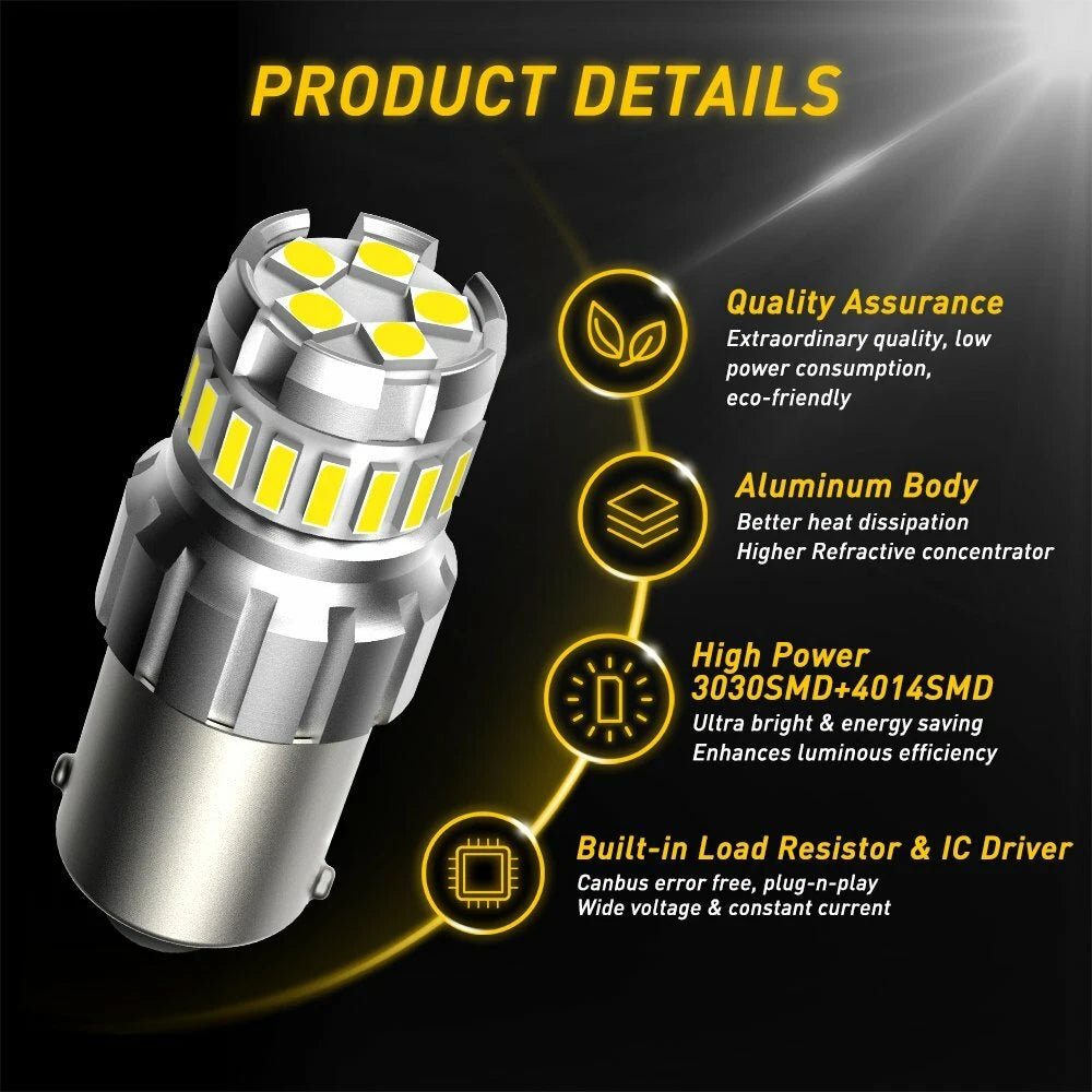 4x AUXITO 1156 LED Reverse Light BA15S Backup Bulb 6500K White Parking DRL Lamp AUXITO