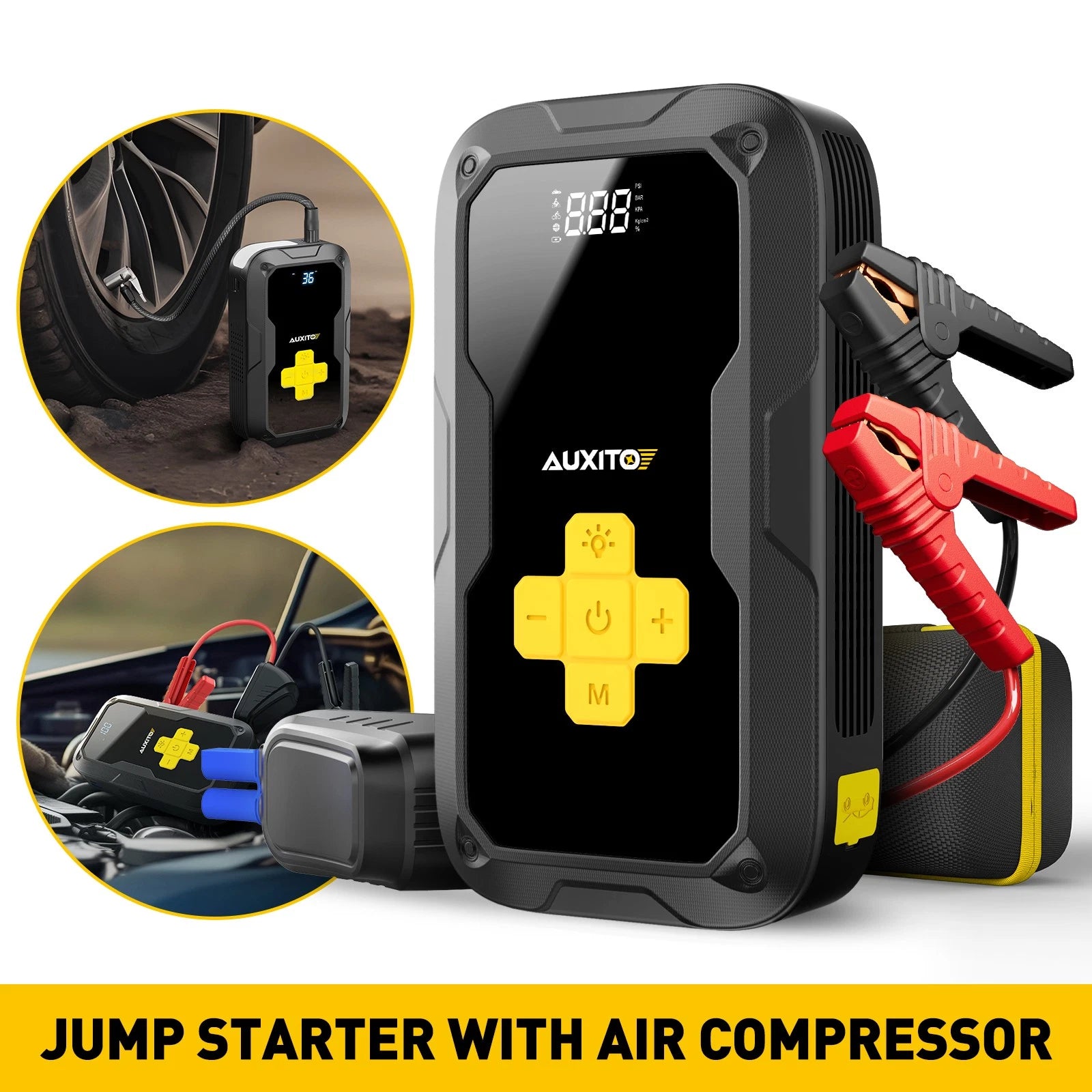 3500A JUMP STARTER CAR BATTERY BOOSTER BOX POWER BANK w/ Digital Tire Inflator A 6B93BC-57