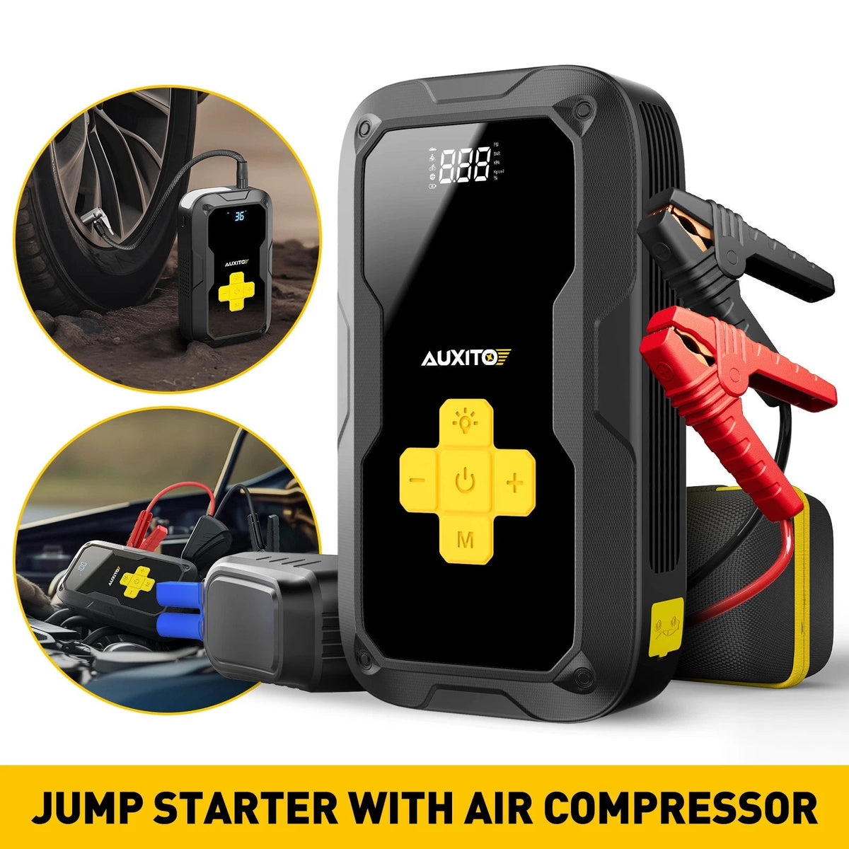 3500A JUMP STARTER CAR BATTERY BOOSTER BOX POWER BANK w/ Digital Tire Inflator A 6B93BC-57