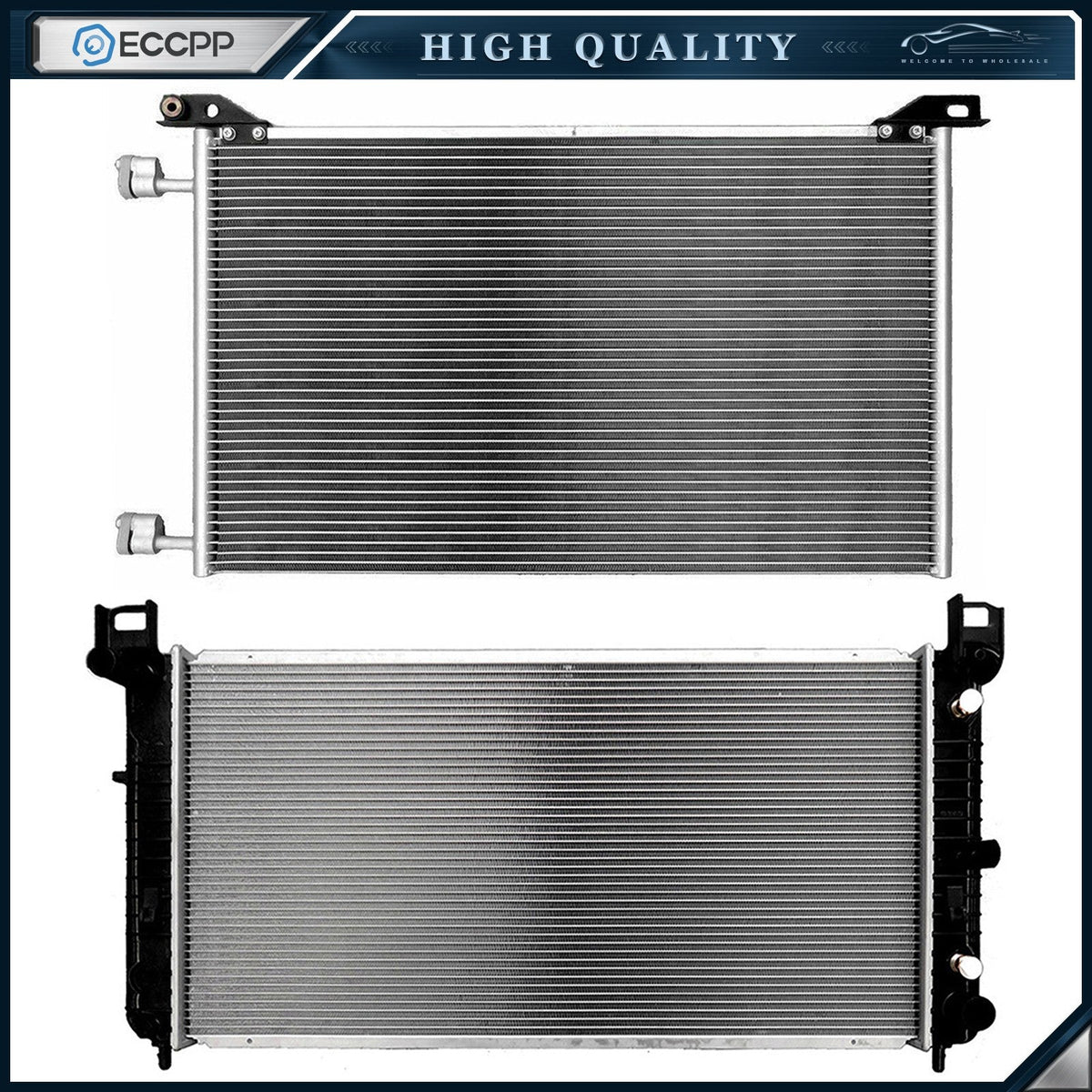 Aluminum Radiator & Condenser Cooling Kit For 2002-2006 Chevrolet Avalanche 1500 6B93BC-57