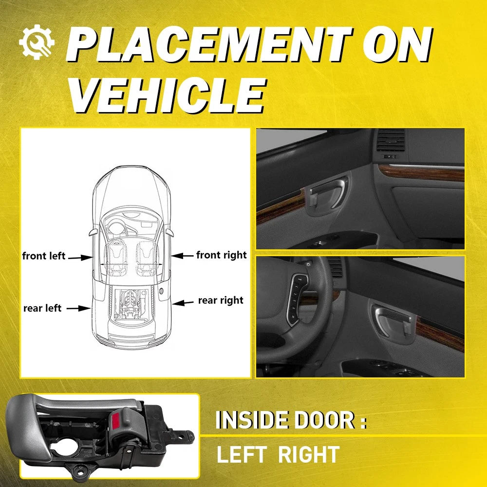 4pcs Interior Door Handle For 2007 Hyundai 2008-2012 Santa Fe Silver Plastic EOA 6B93BC-57