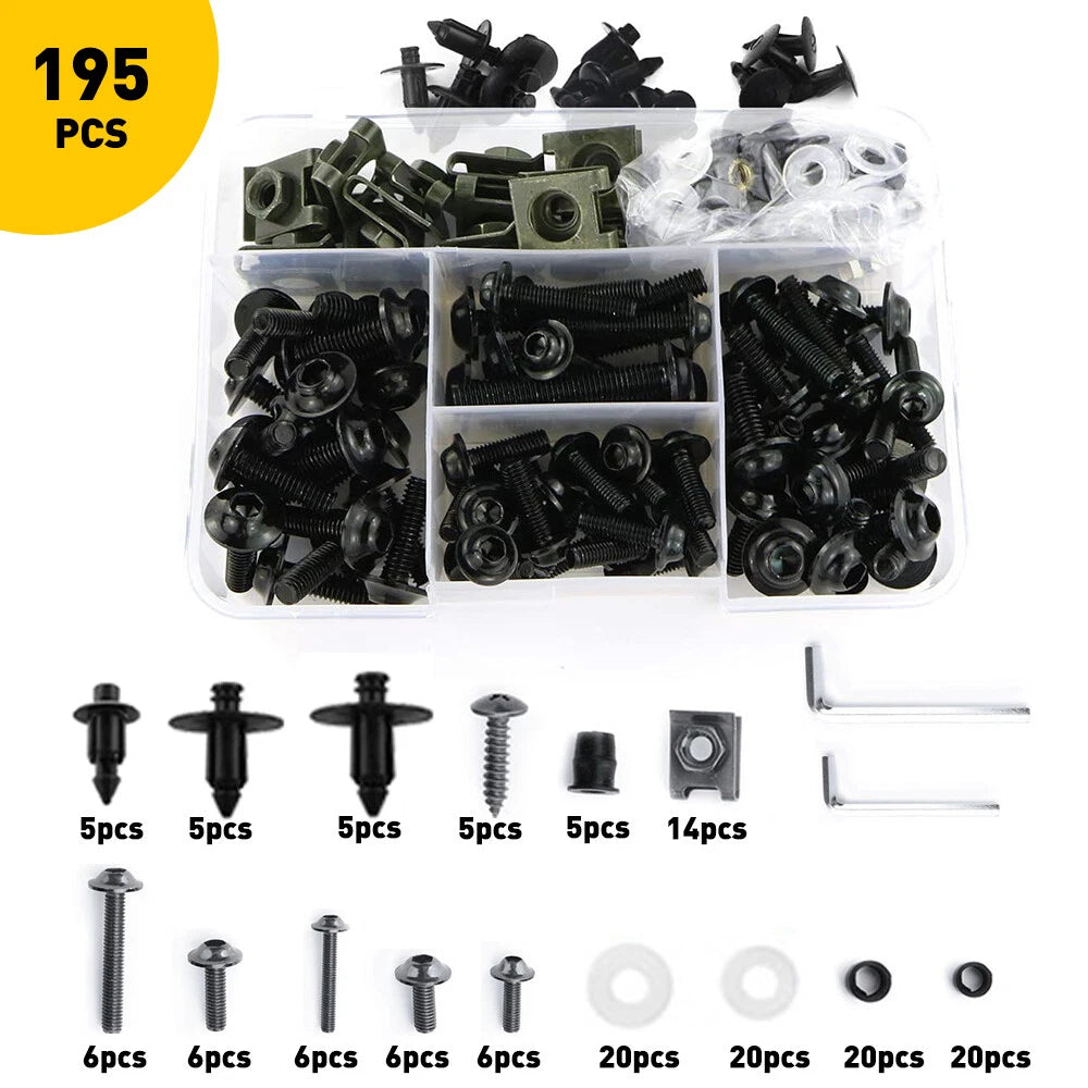 Black Complete Fairing Bolt Screws Kit For Kawasaki Ninja ZX6R 7R ZX9R ZX12R EOA 6B93BC-57