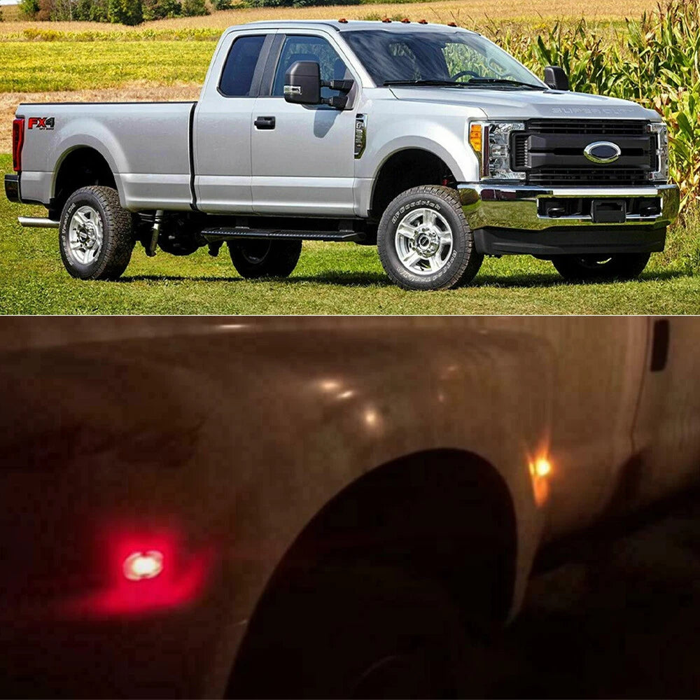 For 1999-2010 F450 F350 Ford Amber Red Fender Marker Side Dually Bed LED Lights 6B93BC-57
