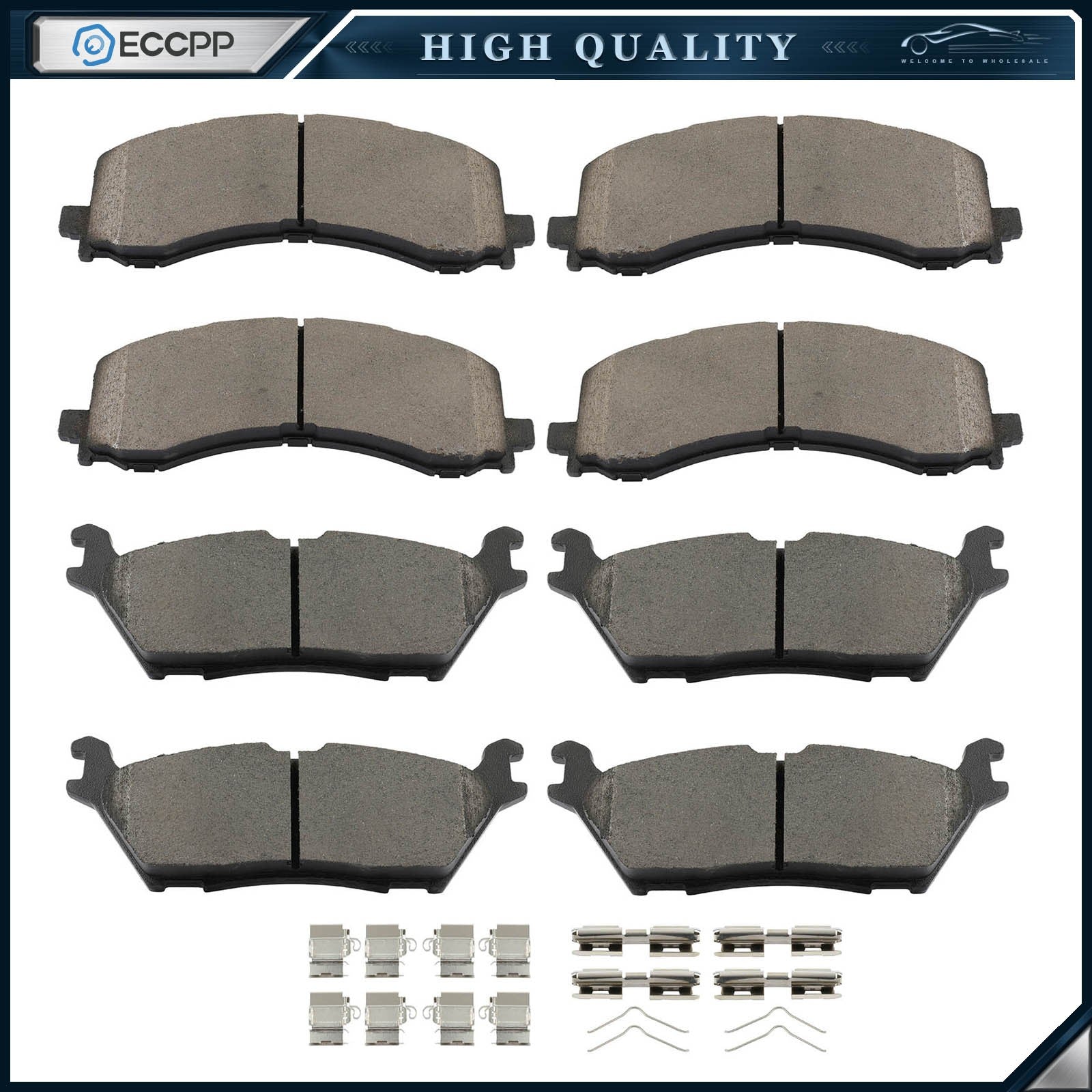 8PCS Front & Rear Ceramic Disc Brake Pads For 2022 2023 Ford Bronco 3.0L V6 6B93BC-57