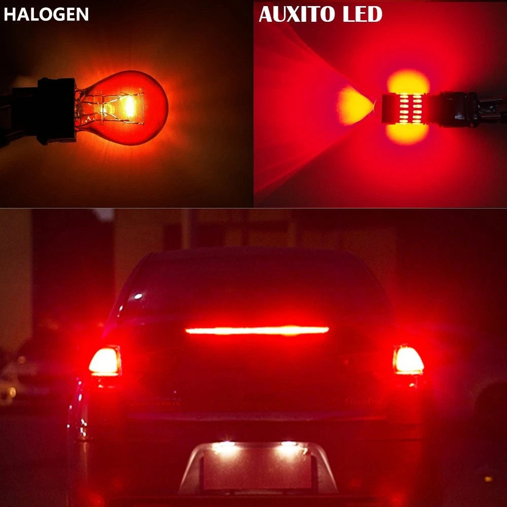 4X 7443 7440 Brake Tail Stop Light SUPER Red Flash Strobe Blinking LED Bulb EOA 6B93BC-57