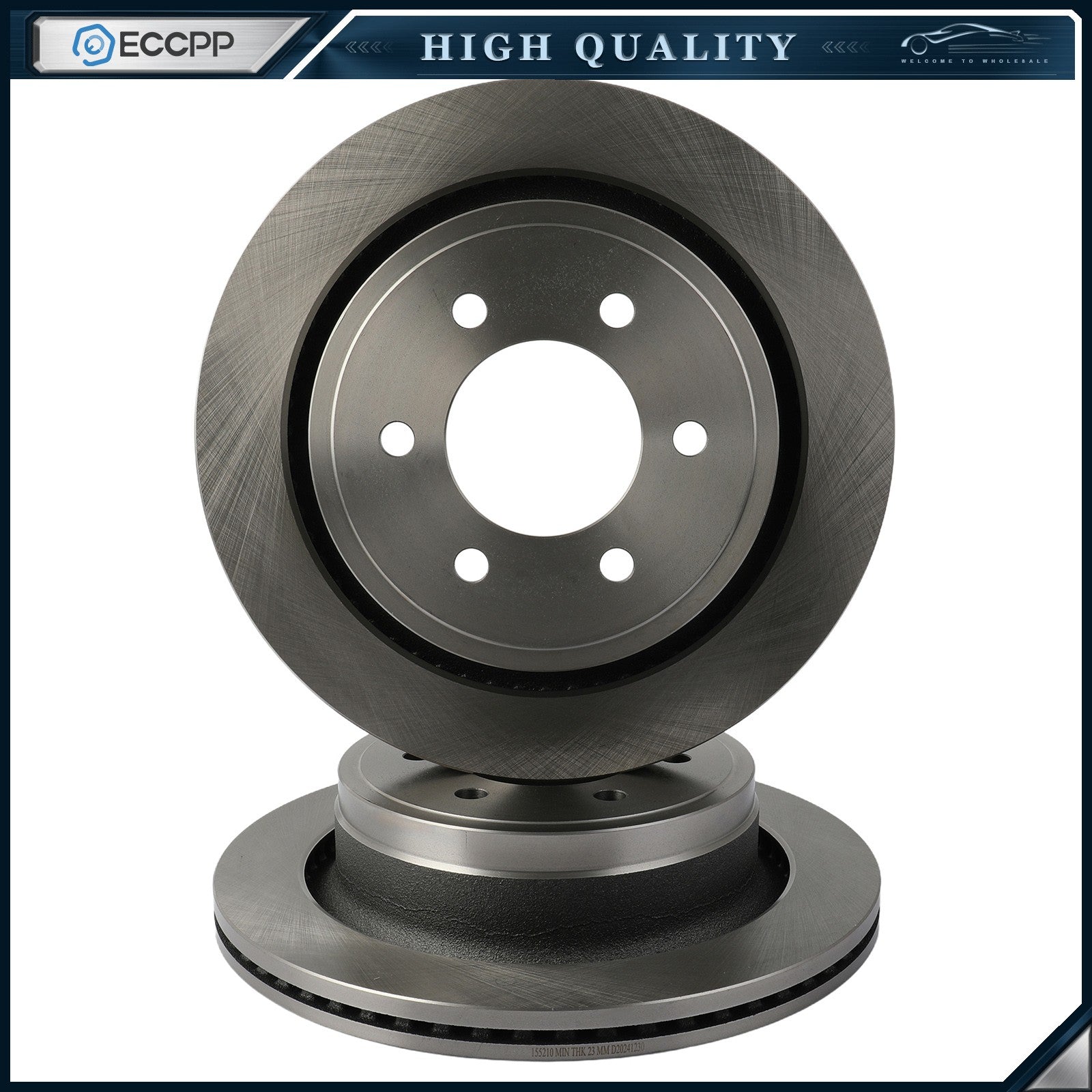 Rear Brake Rotors Discs For 2012 2013 2014 Ford F-150 6 Lug Manual Parking 6B93BC-57