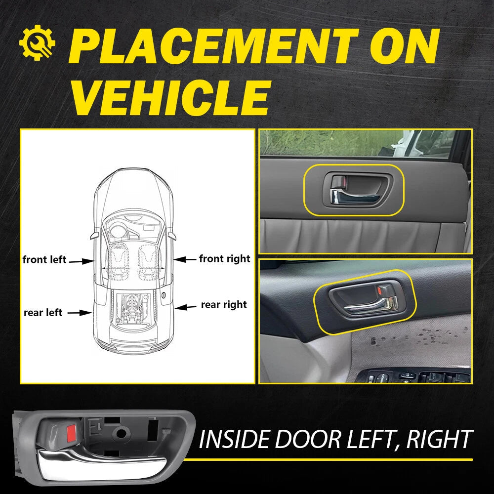Door Handle Inside Gray Chrome Left Right Pair Set for 2002-2006 Toyota Camry EA 6B93BC-57