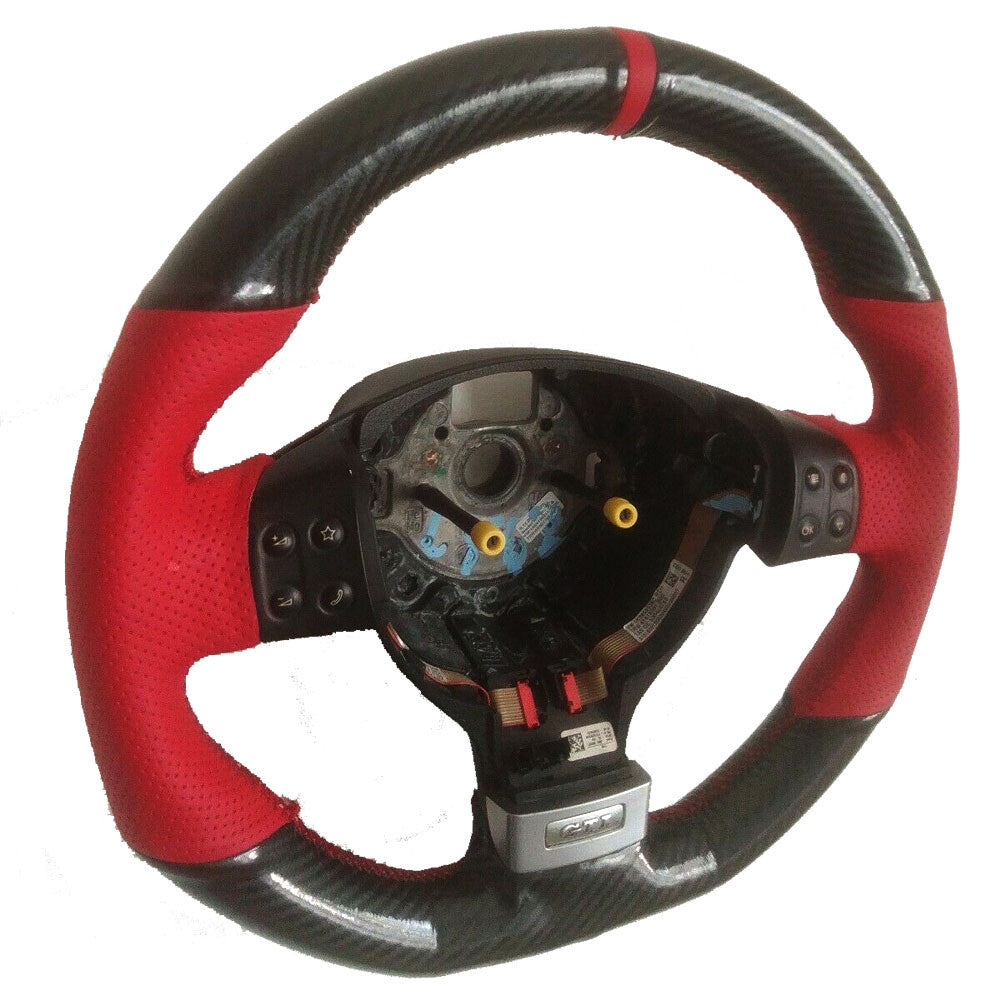 Carbon Fiber&Leather Hand Sewing Steering Wheel Wrap Cover For VW Golf MK5 GTI